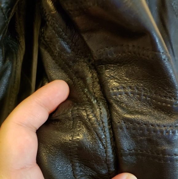 NAVARRE Italian Genuine Black Leather Belted Coat - Picture 7 of 8